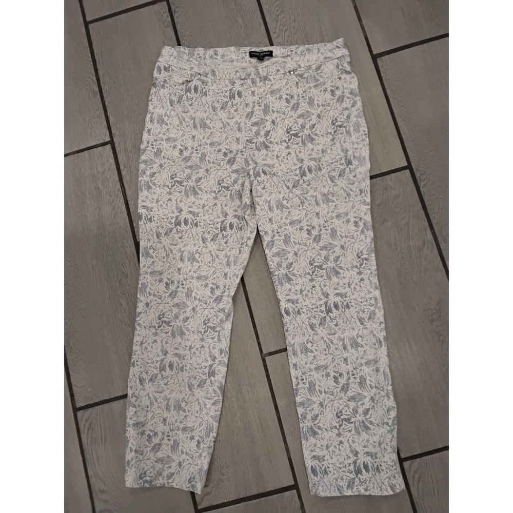 MARIO SERRANI Women's Capri Pants Floral Print White Blue Size L G